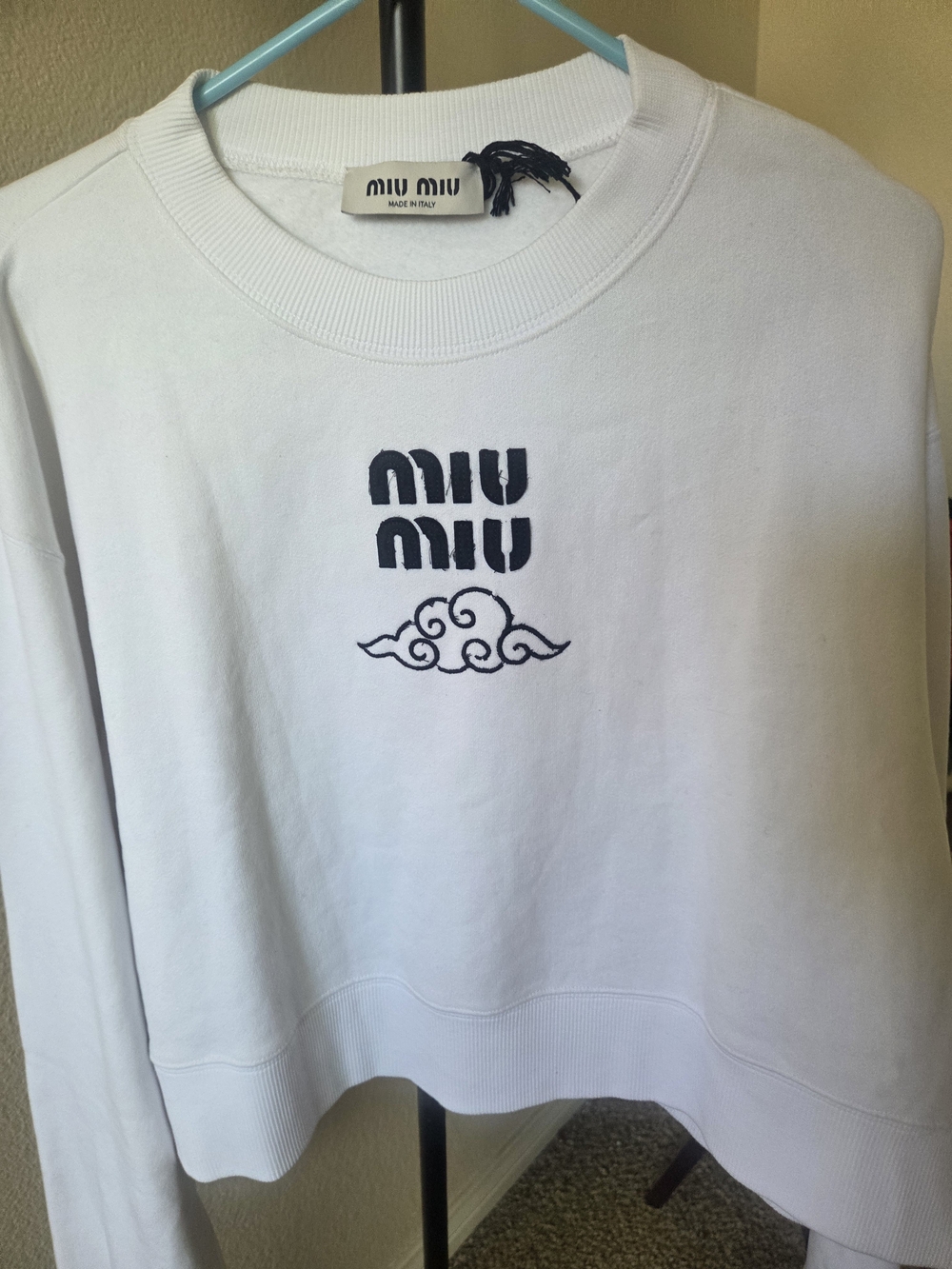 Miu Miu White Logo Sweatshirt - Picture 5 of 7